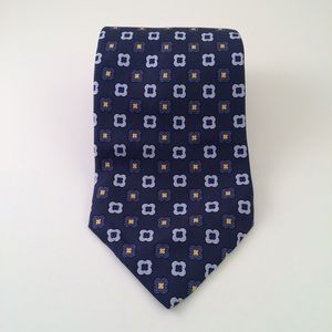 Tommy Hilfiger Blue and Gold Patterned Men's Tie